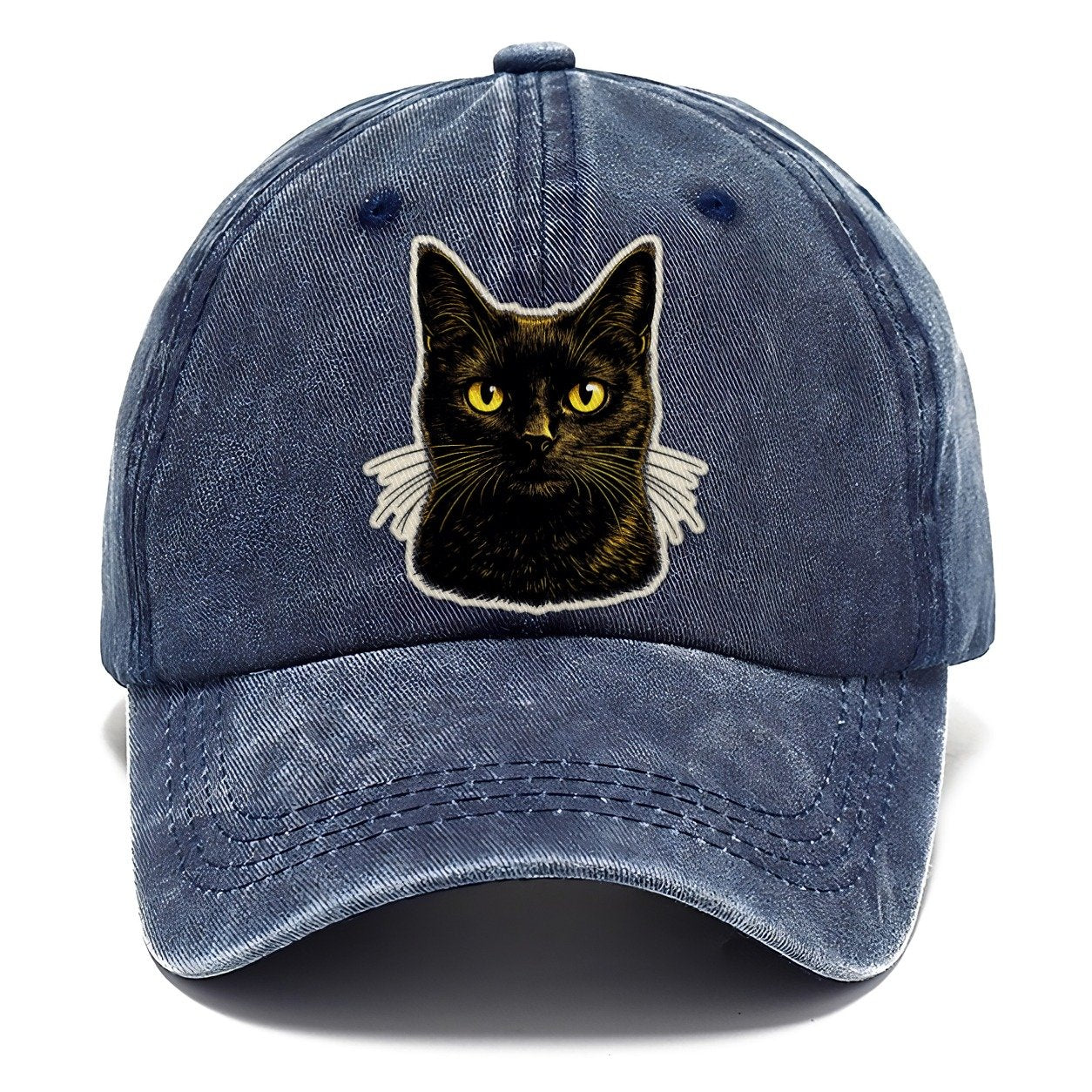 Golden Eyed Black Cat Classic Cap – Twilight Navy