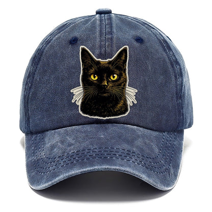 Golden Eyed Black Cat Classic Cap – Twilight Navy