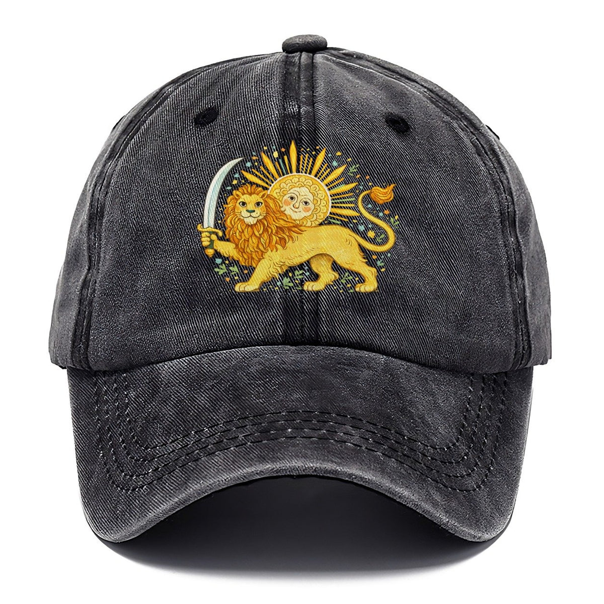Sword-Wielding Lion Sun Emblem Classic Cap – Graphite