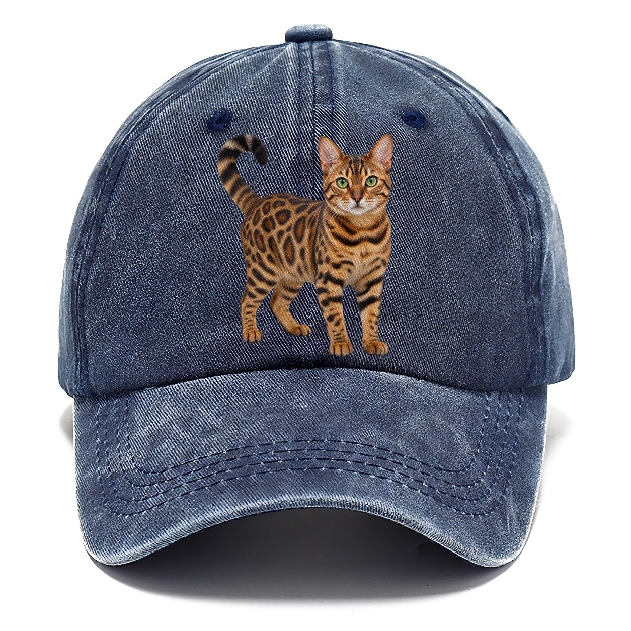 Bengal Standing Three Quarter Realistic Cat Portrait Classic Cap – Twilight Navy