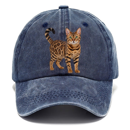 Bengal Standing Three Quarter Realistic Cat Portrait Classic Cap – Twilight Navy