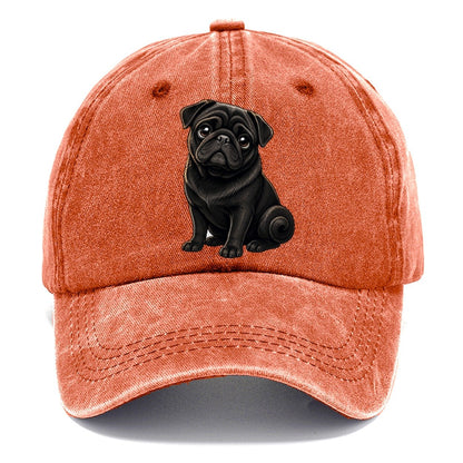 Black Pug Portrait Classic Cap – Terracotta Clay