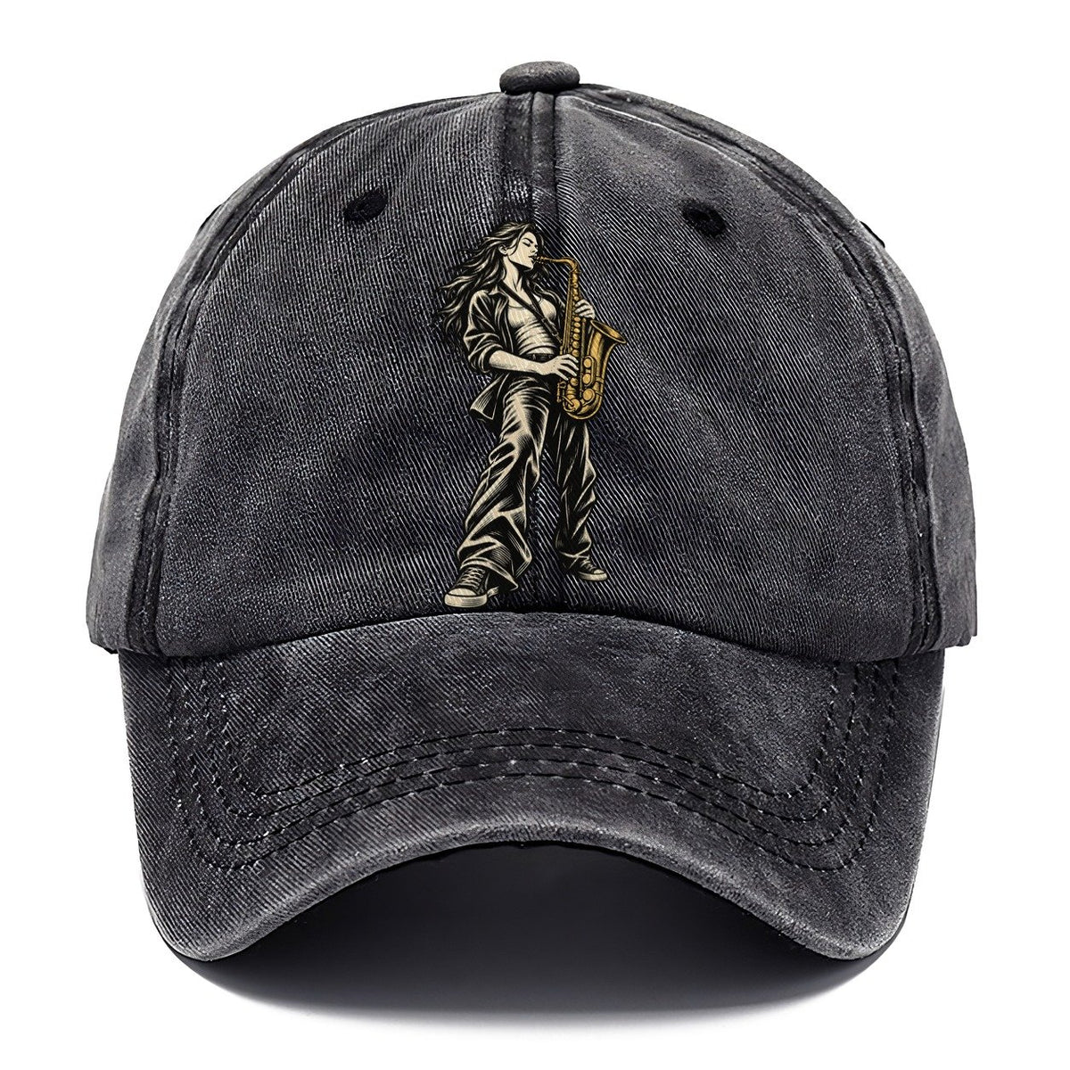 Woman Playing Saxophone Classic Cap – Graphite