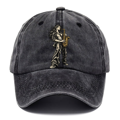 Woman Playing Saxophone Classic Cap – Graphite