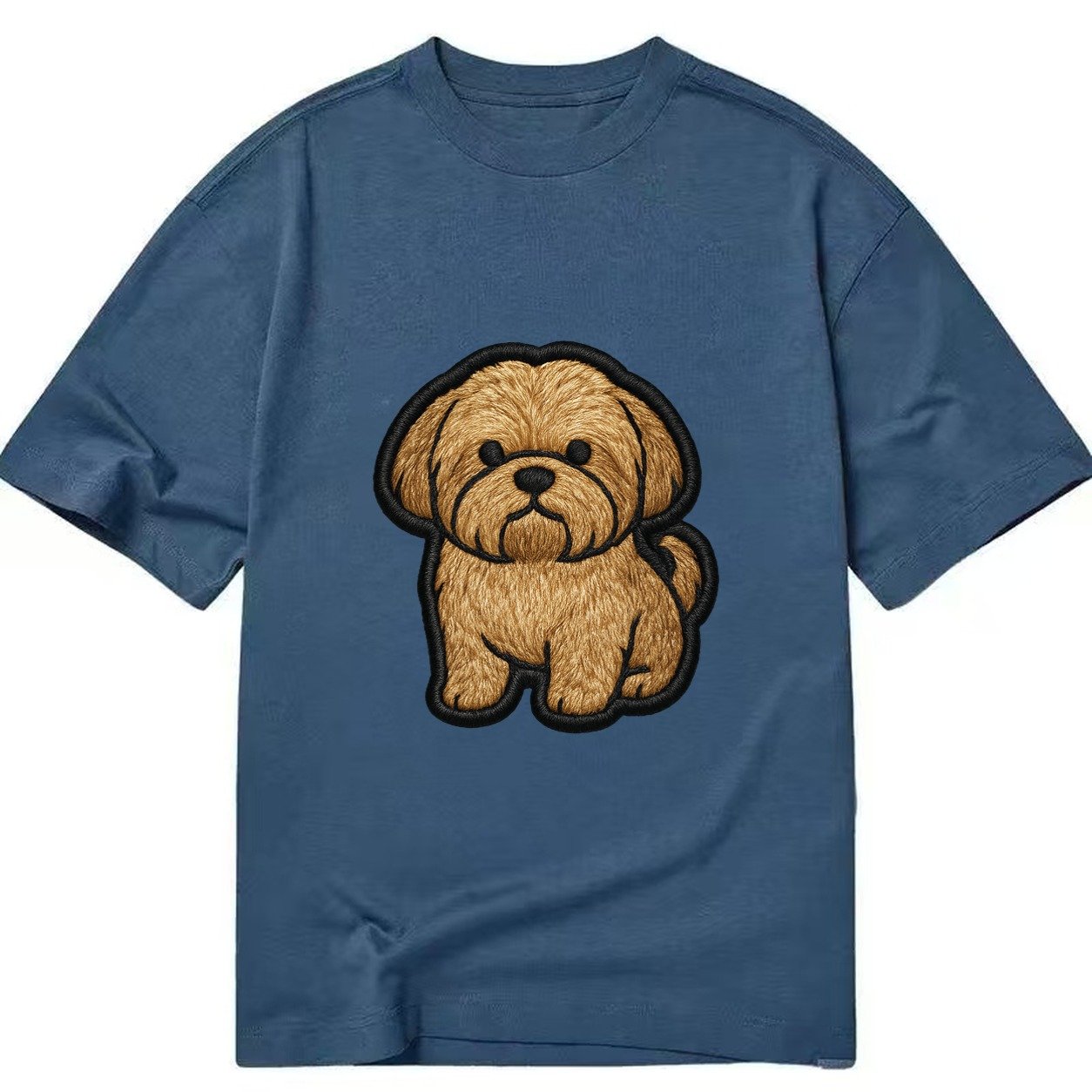 Shih Tzu Full Body Embroidered Portrait 6f81e9 Classic T-shirt – Twilight Navy