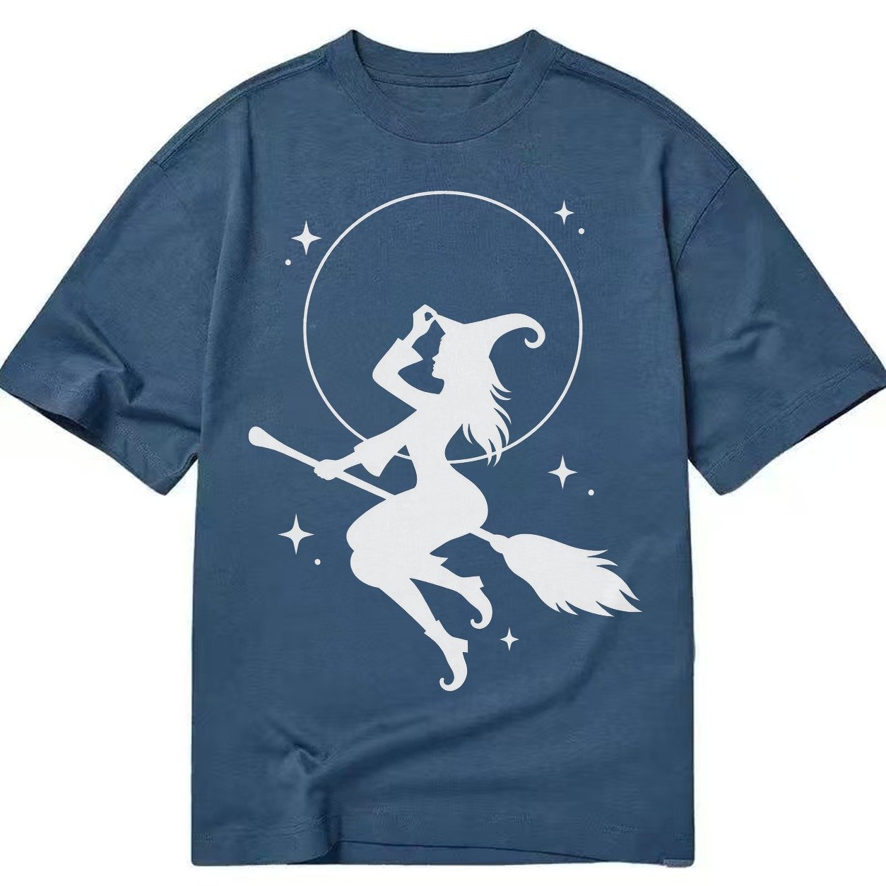 Witch On Broom Classic T-shirt – Twilight Navy