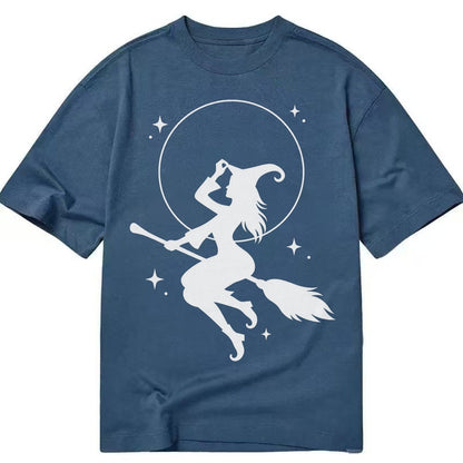 Witch On Broom Classic T-shirt – Twilight Navy