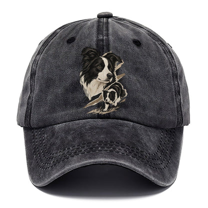 Border Collie Portrait and Pup Classic Cap – Graphite