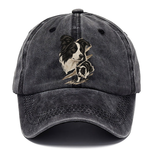 Border Collie Portrait and Pup Classic Cap – Graphite