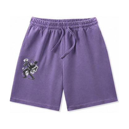 Saxophonist Playing Jazz In Smoky Room Washed Shorts – Purple