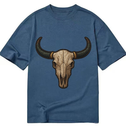 Bull Skull Longhorn Skull With Horns Classic T-shirt – Twilight Navy