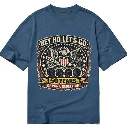 Ramones Legacy Hey Ho Lets Go Typography Presidential Seal P Classic T-shirt – Twilight Navy
