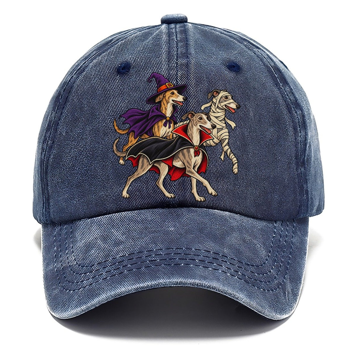 3 Greyhounds In Halloween Costumes Hdp 40 Parade Lineup Halloween Dog Parade Classic Cap – Twilight Navy