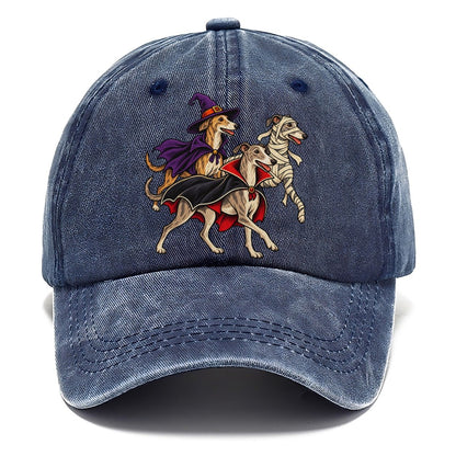 3 Greyhounds In Halloween Costumes Hdp 40 Parade Lineup Halloween Dog Parade Classic Cap – Twilight Navy