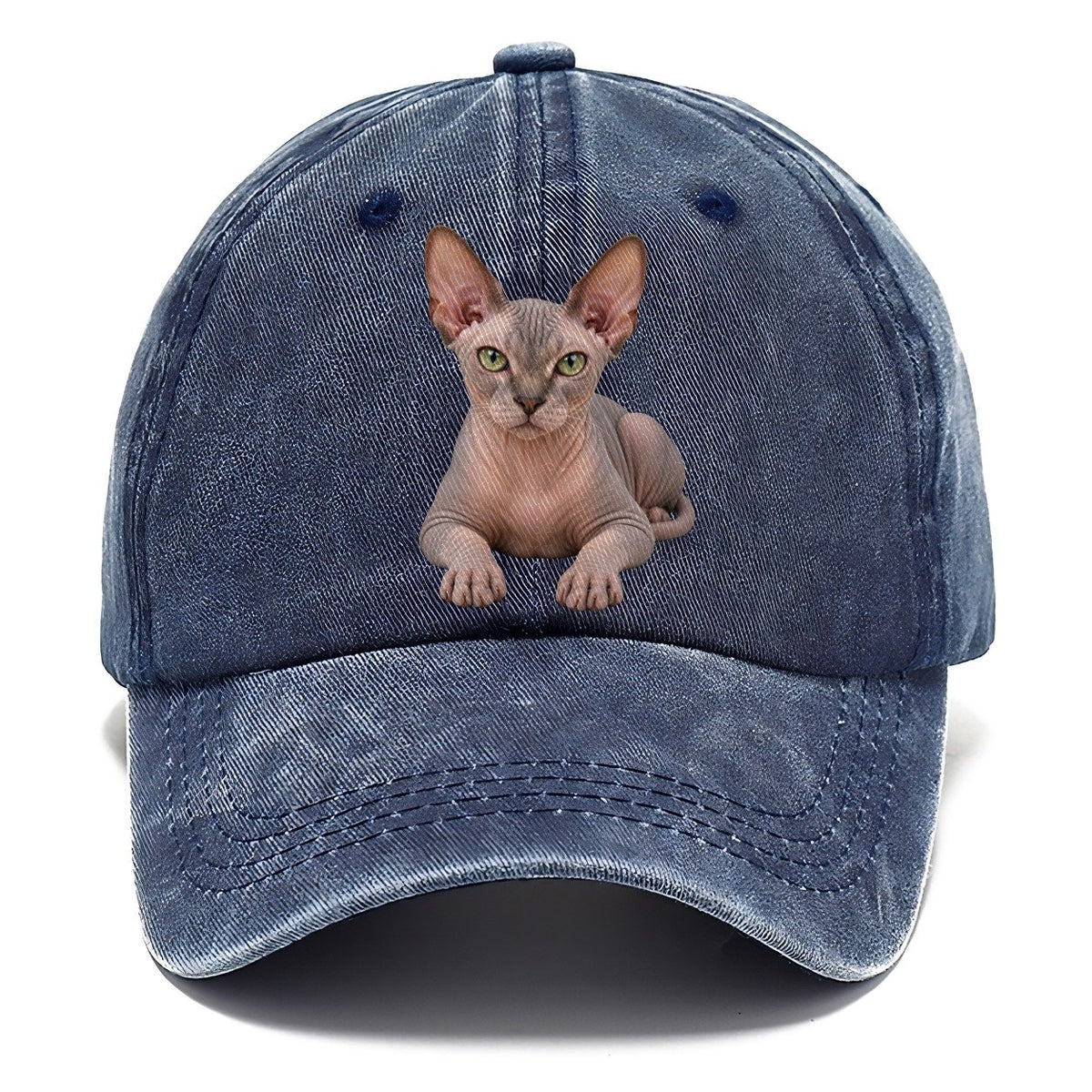 Sphynx Reclining Paws Forward Realistic Cat Portrait Classic Cap – Twilight Navy