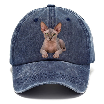 Sphynx Reclining Paws Forward Realistic Cat Portrait Classic Cap – Twilight Navy