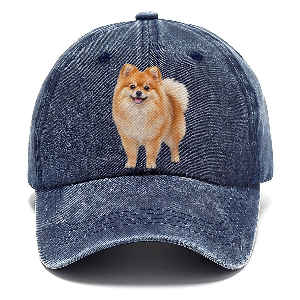 Pomeranian Standing Top Breeds Classic Cap – Twilight Navy