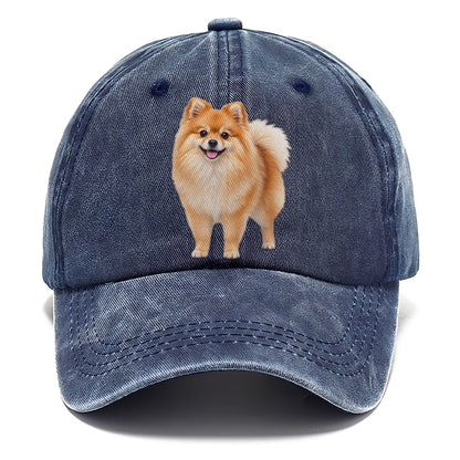 Pomeranian Standing Top Breeds Classic Cap – Twilight Navy