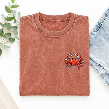 Scarlet Crab Left Chest Vintage T-shirt – Terracotta