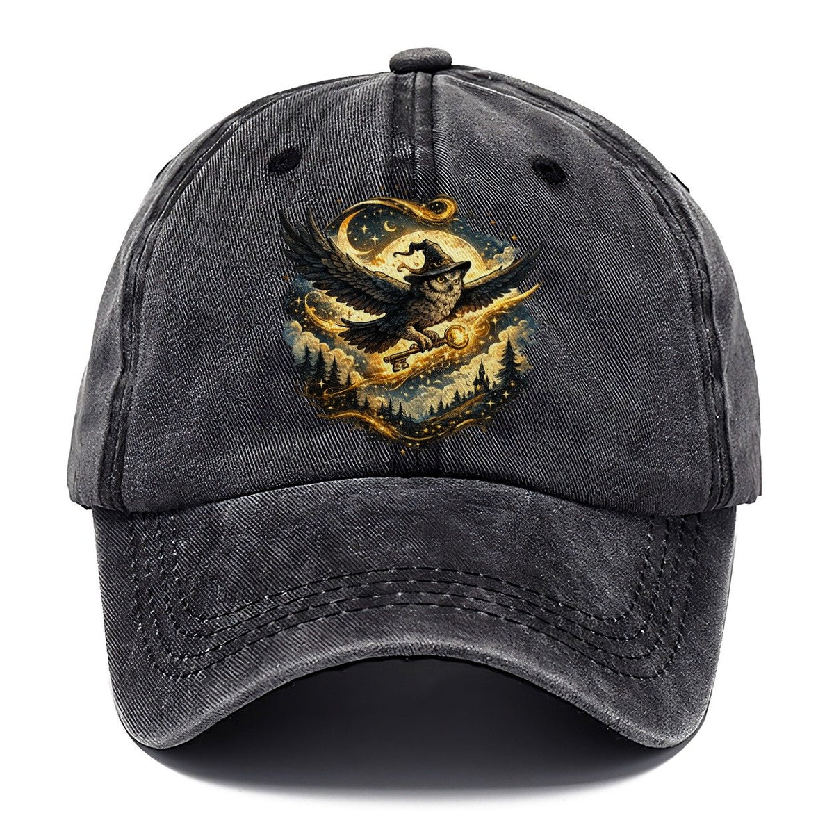 Wizard Owl with Magic Key Under Full Moon Classic Cap – Graphite