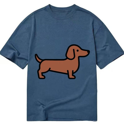 Dachshund Redbrown Smooth Flat Side Profile Classic T-shirt – Twilight Navy