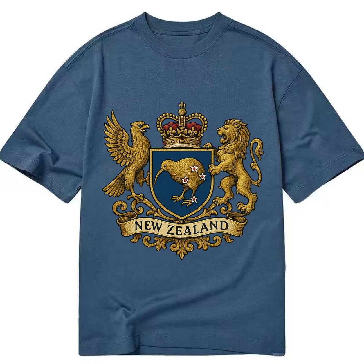 New Zealand Heritage Badge Kiwi With Southern Cross Styling Classic T-shirt – Twilight Navy