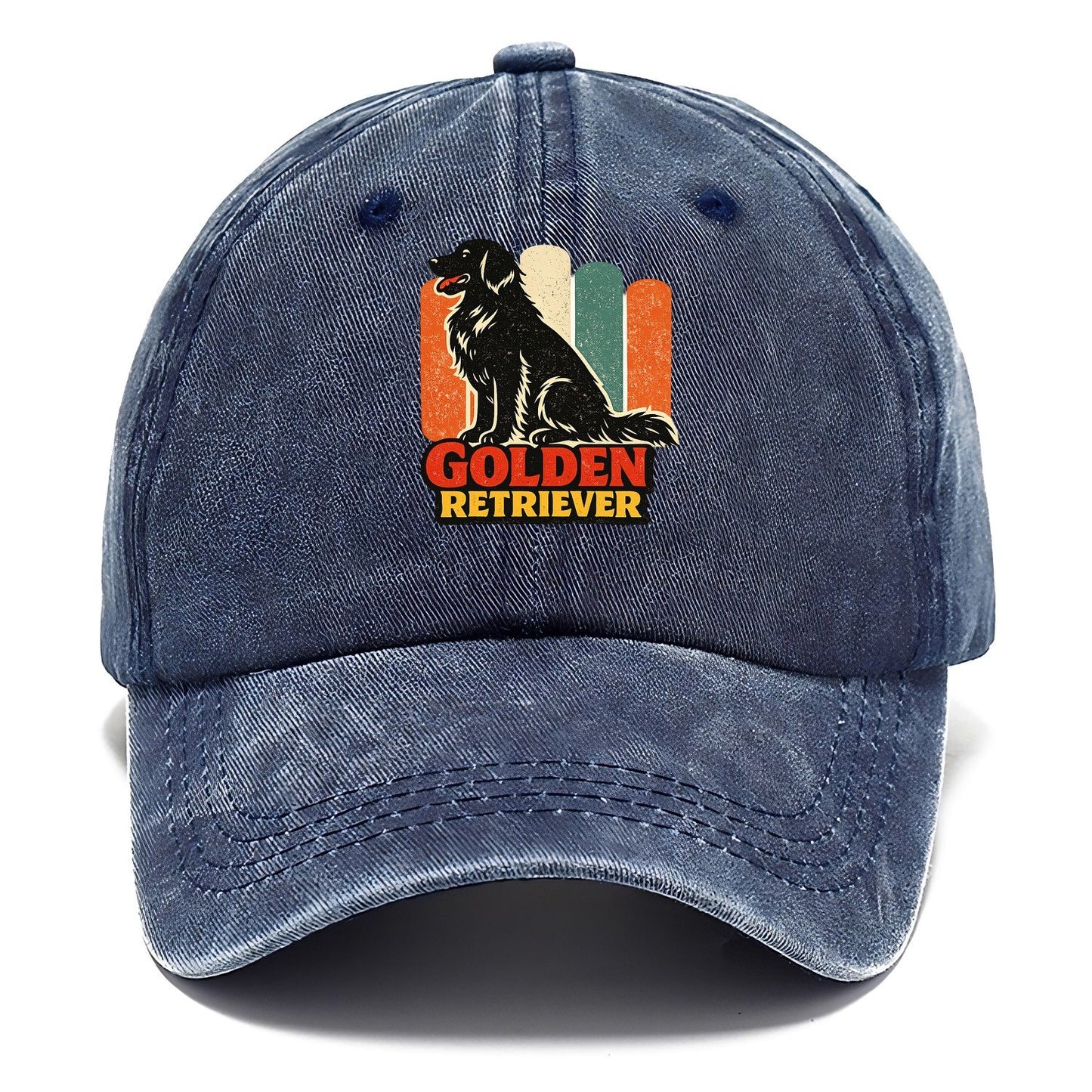 Retro Golden Retriever Silhouette Classic Cap – Twilight Navy
