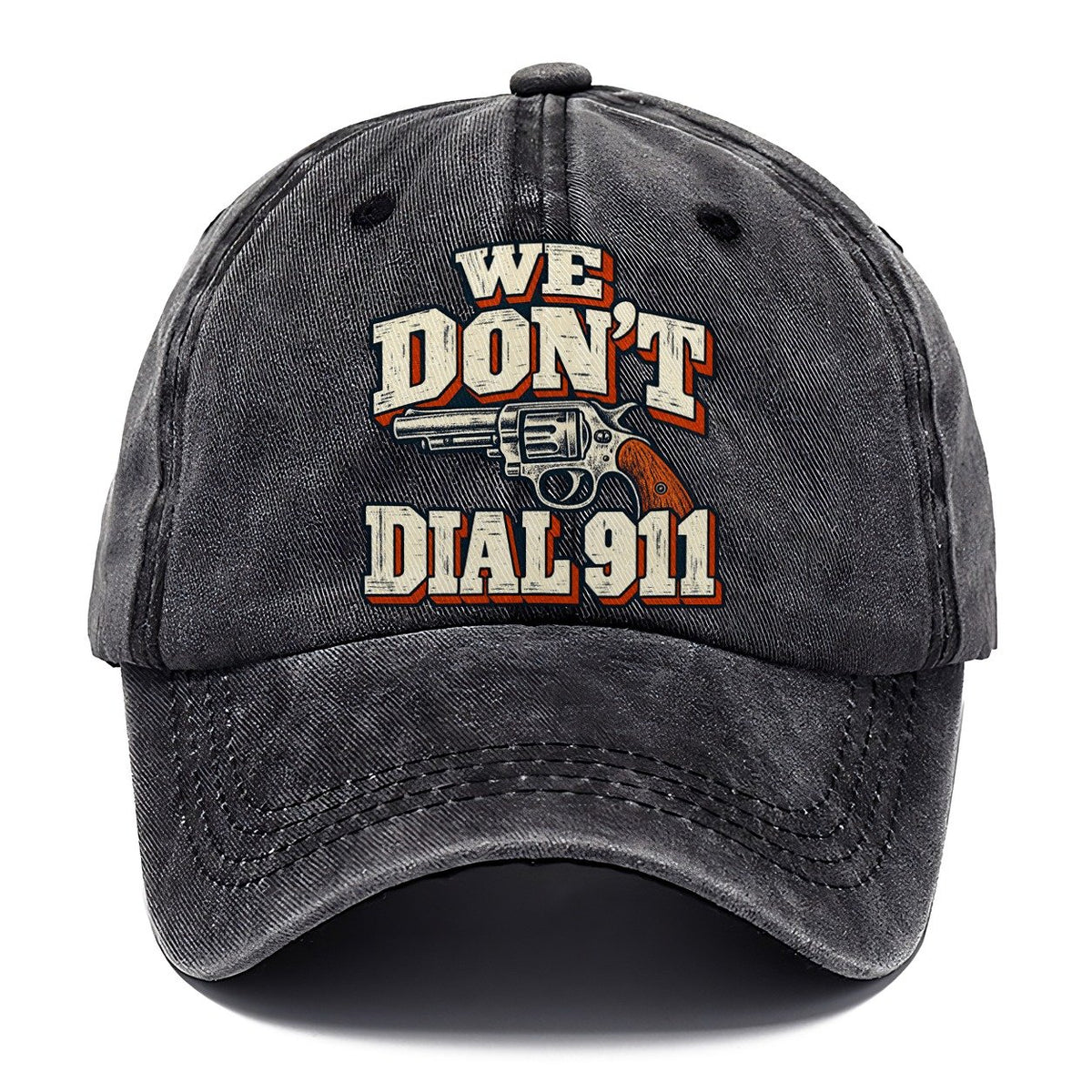 Woodtype Broadsheet We Don't Dial 911 Classic Cap – Graphite