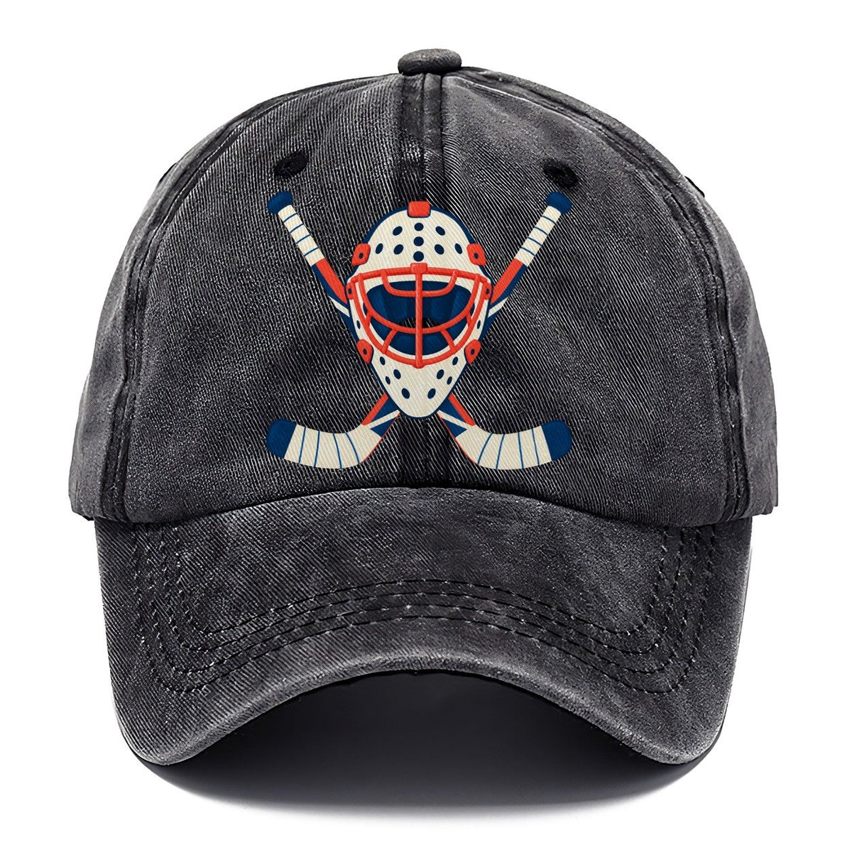 Goalie Mask And Crossed Sticks Character Club Classic Cap – Graphite