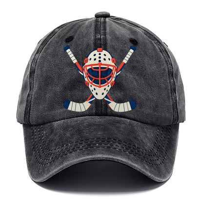 Goalie Mask And Crossed Sticks Character Club Classic Cap – Graphite
