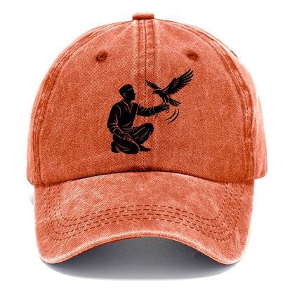 Kneeling Falconer with Falcon Classic Cap – Terracotta Clay