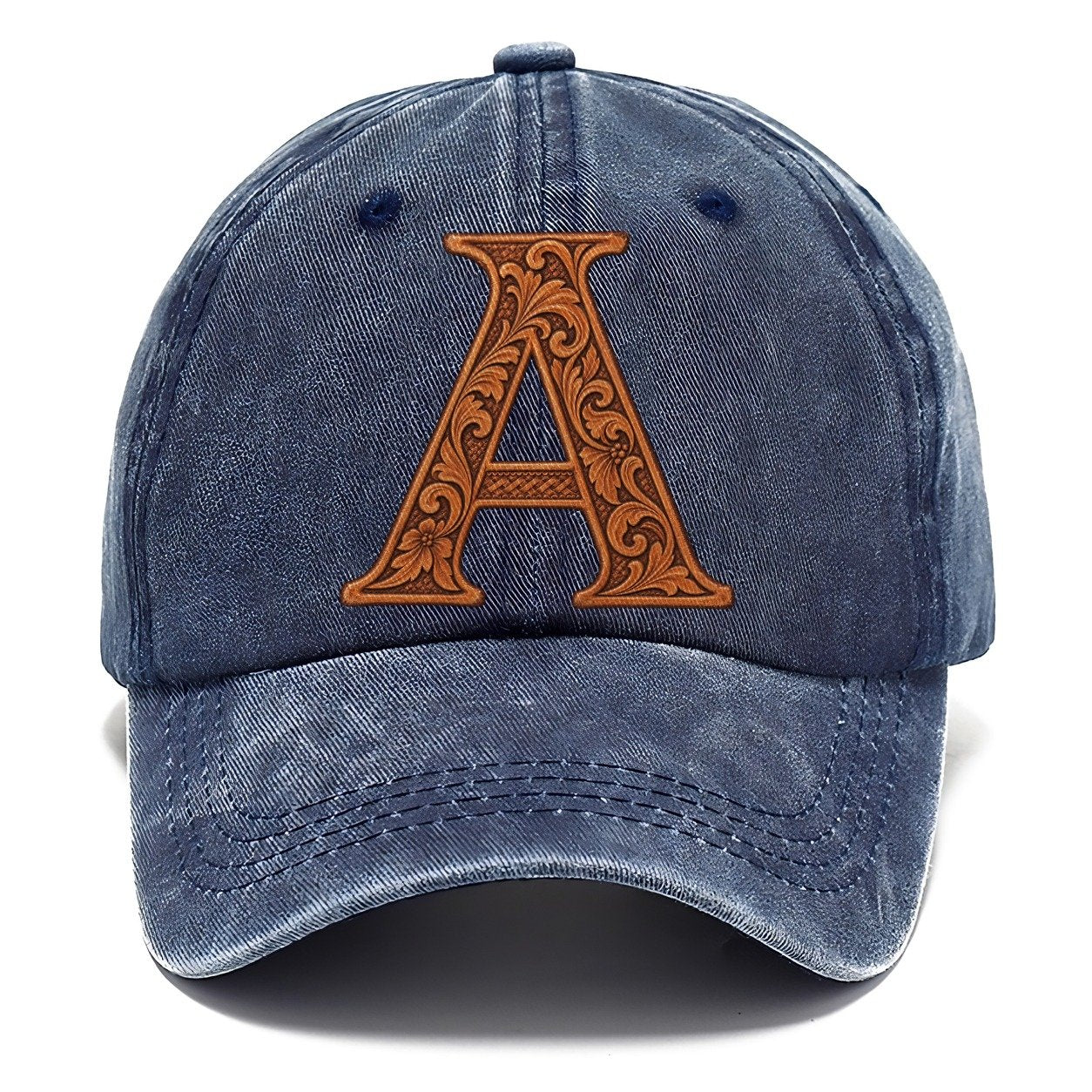 Tooled Leather A Monogram Classic Cap – Twilight Navy