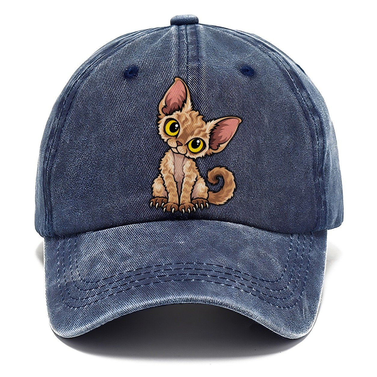Devon Rex Head Tilt Peeking Cats Classic Cap – Twilight Navy