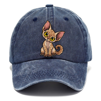 Devon Rex Head Tilt Peeking Cats Classic Cap – Twilight Navy