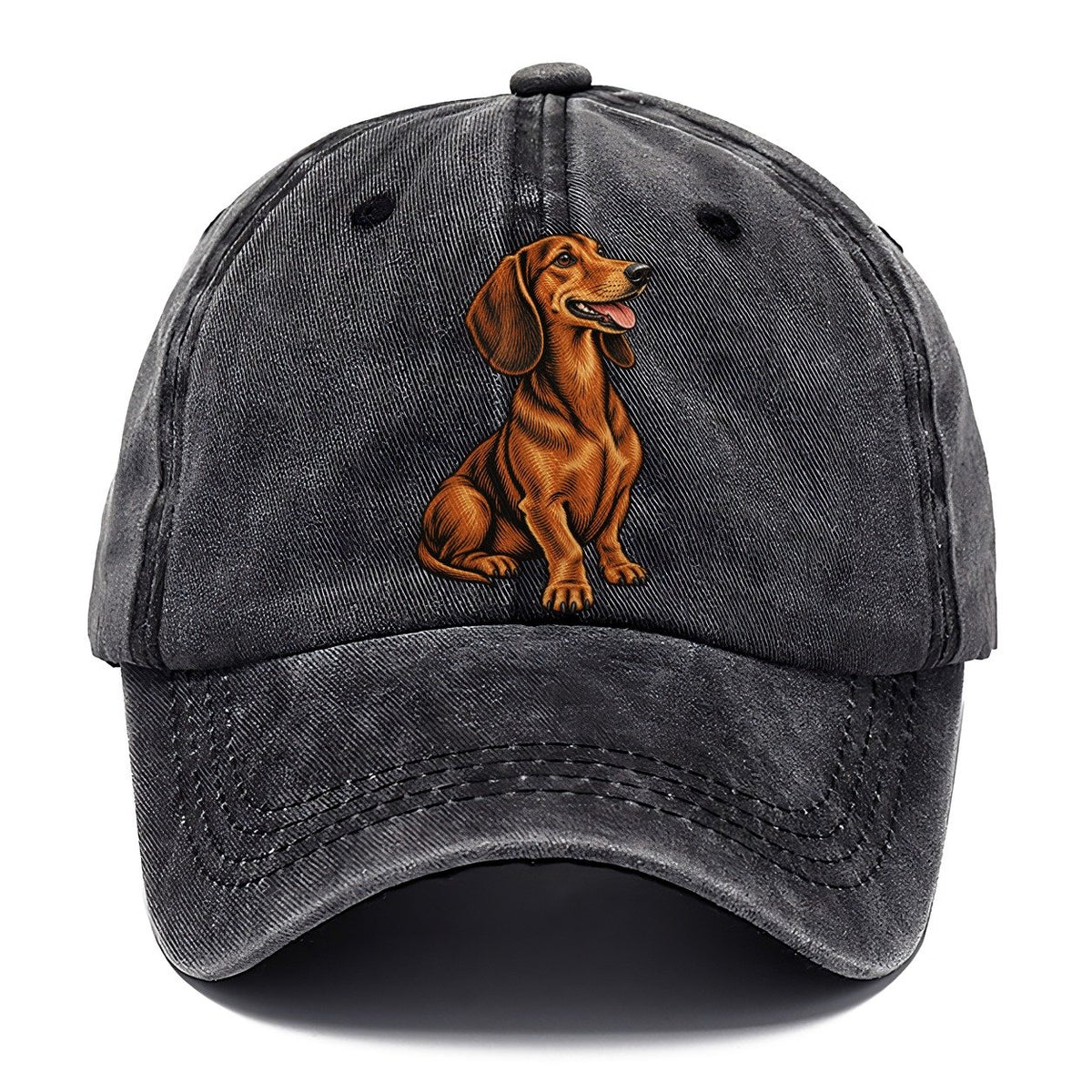 Happy Dachshund Portrait Classic Cap – Graphite
