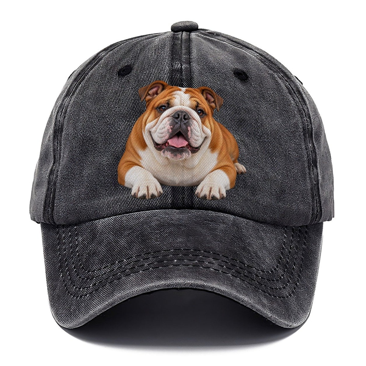 English Bulldog Lying Down Top Breeds Classic Cap – Graphite