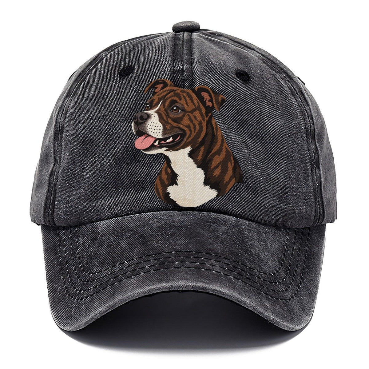 Brindle Pitbull Portrait Classic Cap – Graphite