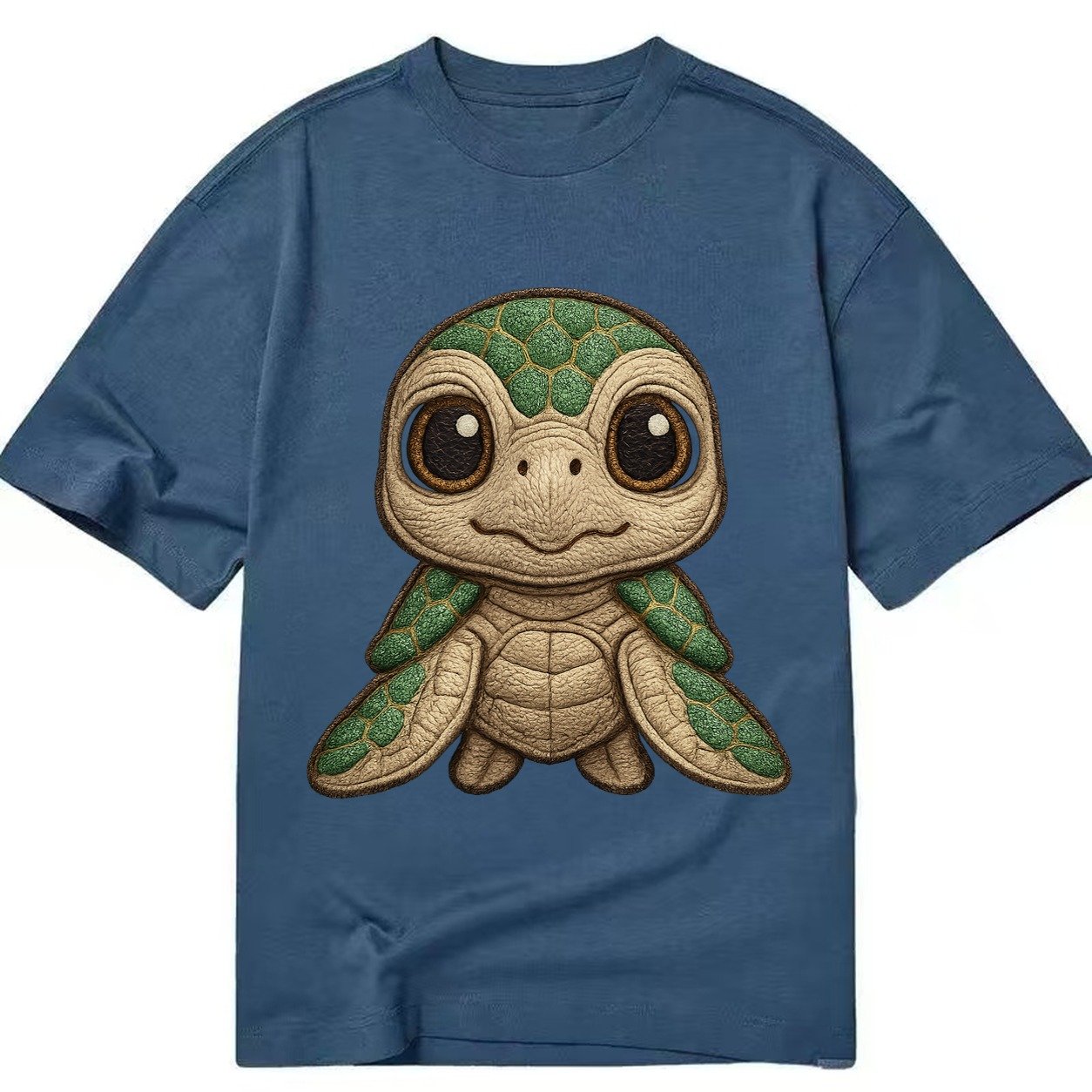 Baby Green Sea Turtle Emerald Shell Large Innocent Brown Eye Classic T-shirt – Twilight Navy