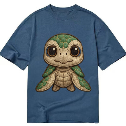 Baby Green Sea Turtle Emerald Shell Large Innocent Brown Eye Classic T-shirt – Twilight Navy