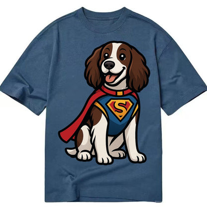 Springer Spaniel Friendly Hero Sitting Attentive With Paws V Classic T-shirt – Twilight Navy