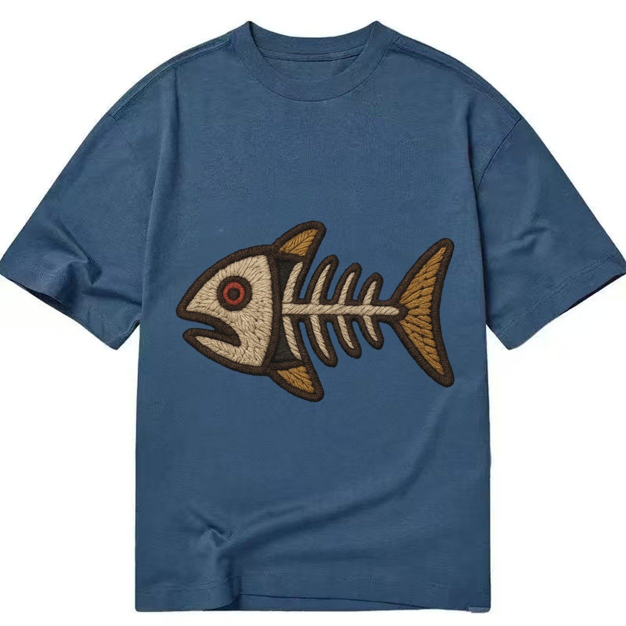 Fish Skeleton Fish Bones In Artistic Pattern Classic T-shirt – Twilight Navy