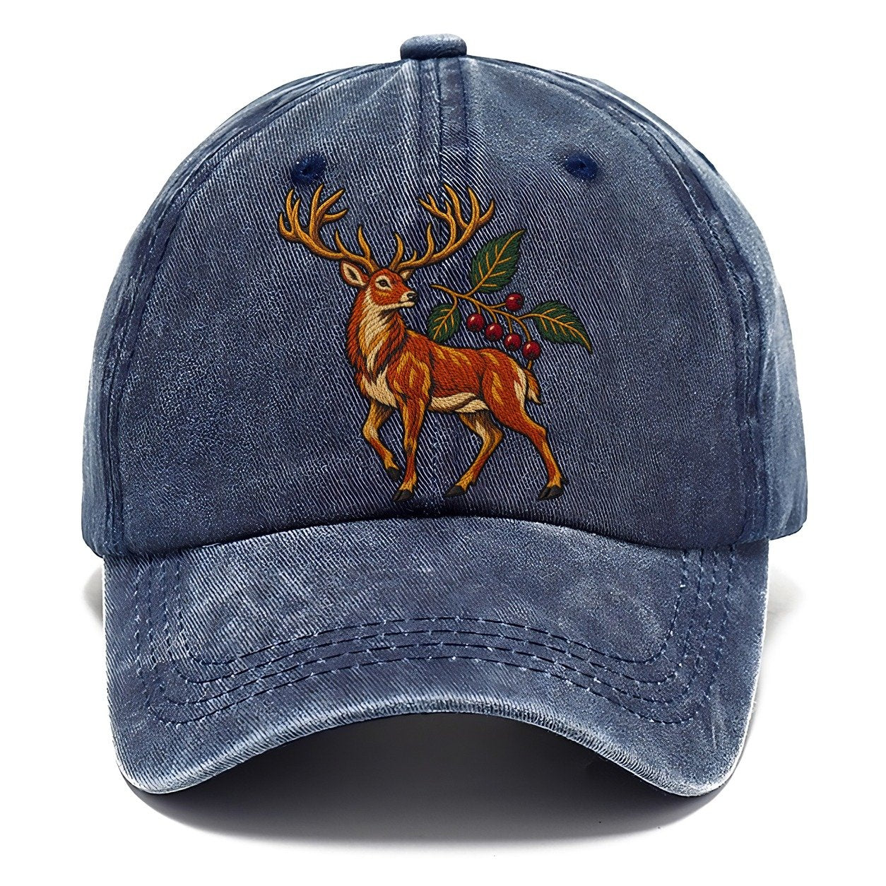 Red Deer And Rowan Berries Uk Culture Heritage Classic Cap – Twilight Navy