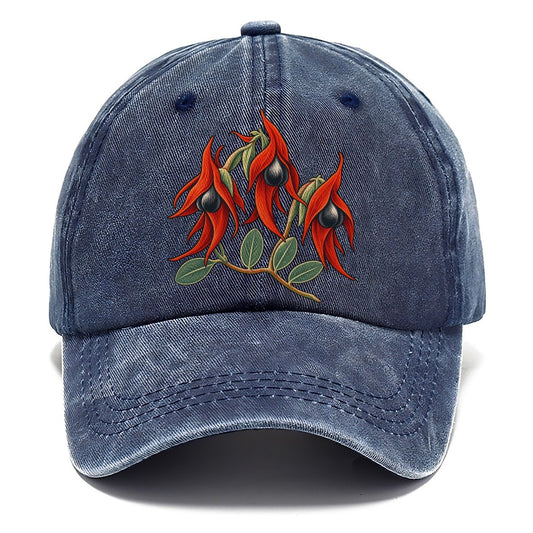 South Australia Sturt Desert Pea Cluster Australia Cultural Icons Classic Cap – Twilight Navy