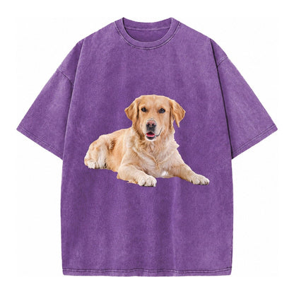 Golden Retriever Laying Dow Vintage T-shirt – Purple