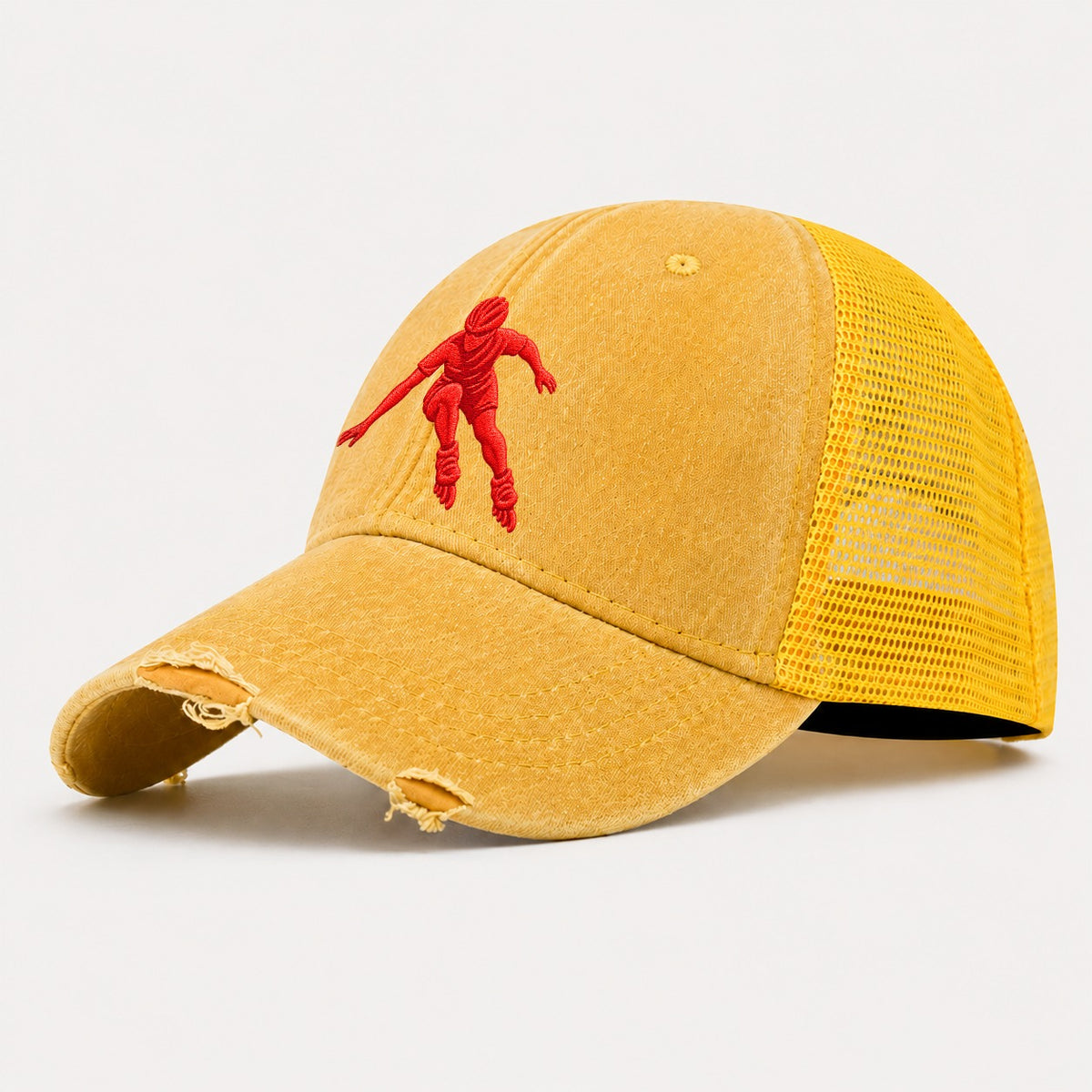 Inline Skater Deep Crossover Micro Motion Mark Washed Trucker Hat – Yellow