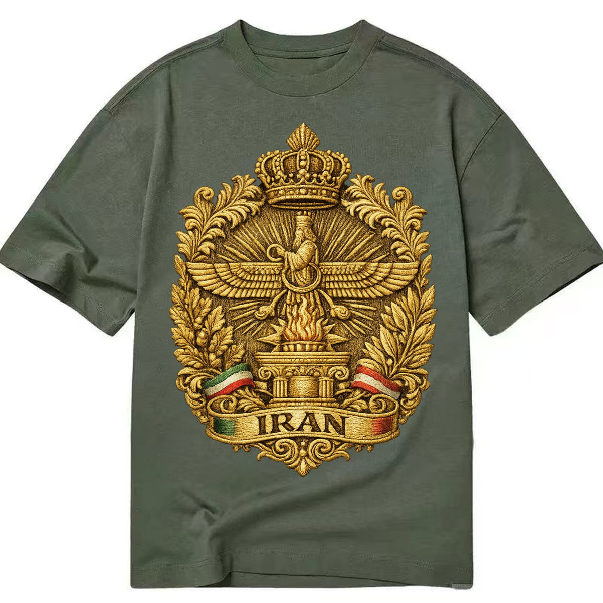 Iran Fire Temple Emblem - Classic T-shirt – Army Green