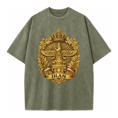 Iran Fire Temple Emblem - Vintage T-shirt – Army Green