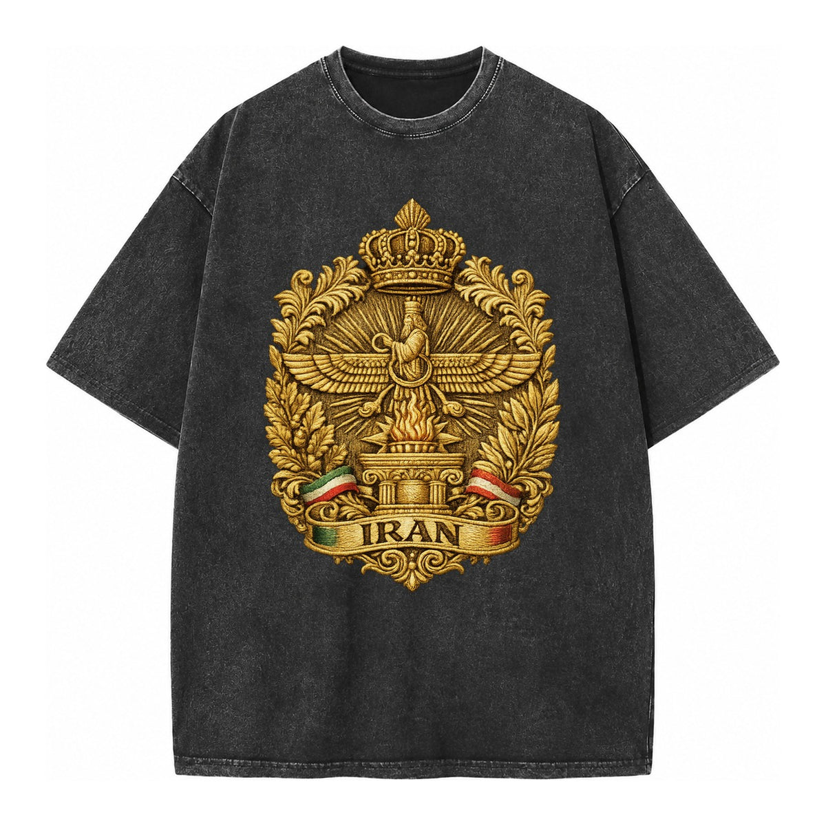 Iran Fire Temple Emblem - Vintage T-shirt – Black