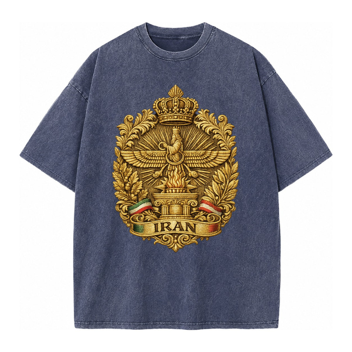 Iran Fire Temple Emblem - Vintage T-shirt – Blue