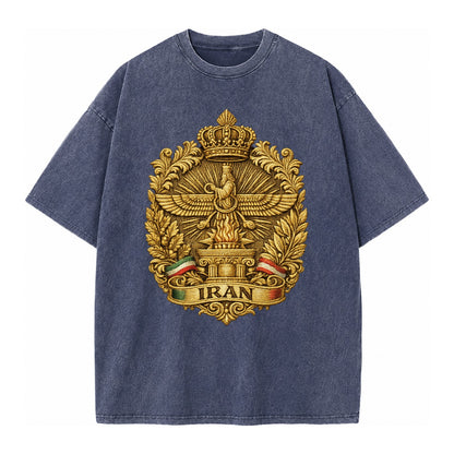 Iran Fire Temple Emblem - Vintage T-shirt – Blue